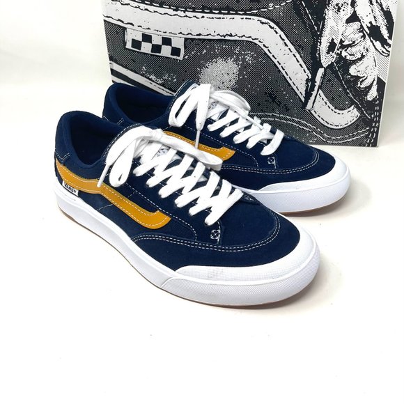 Vans Berle Navy Gold Low Top Suede Skate Shoes Women's Size 9 9.5 VN0A5JIJNGL - Picture 8 of 11